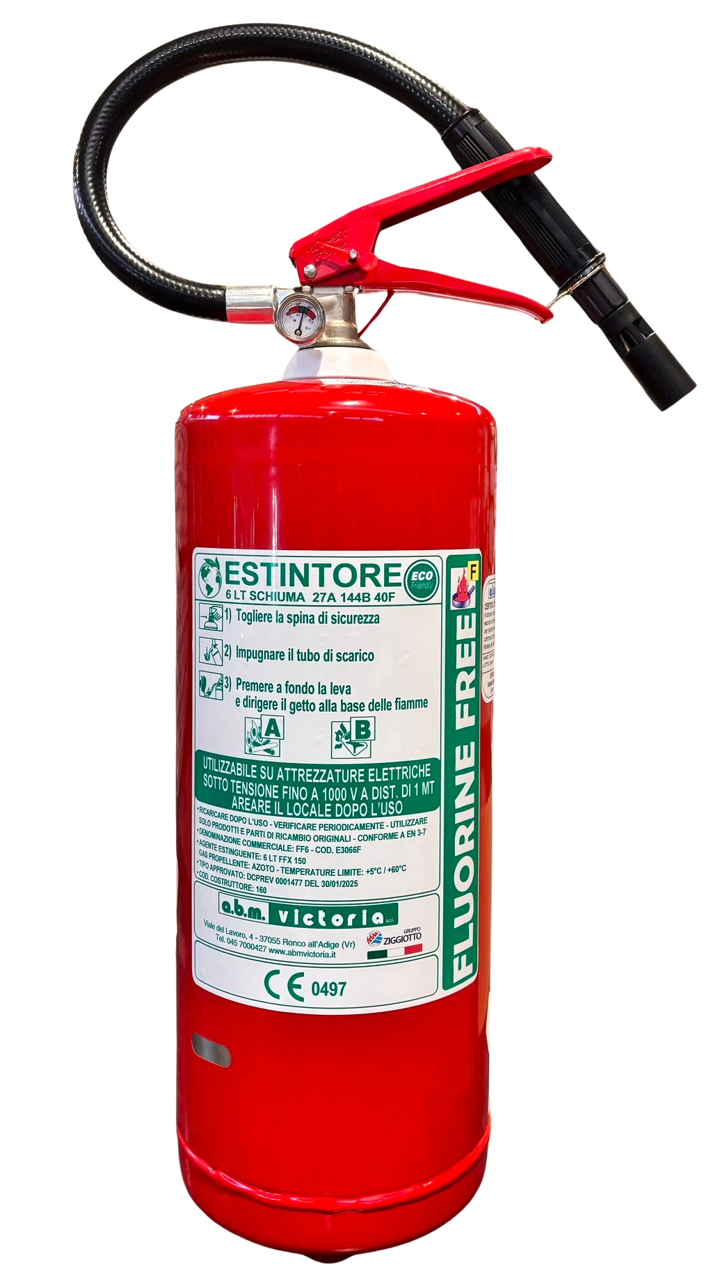 ESTINTORE A SCHIUMA 6 LT INOX CLASSE F FLUORINE FREE