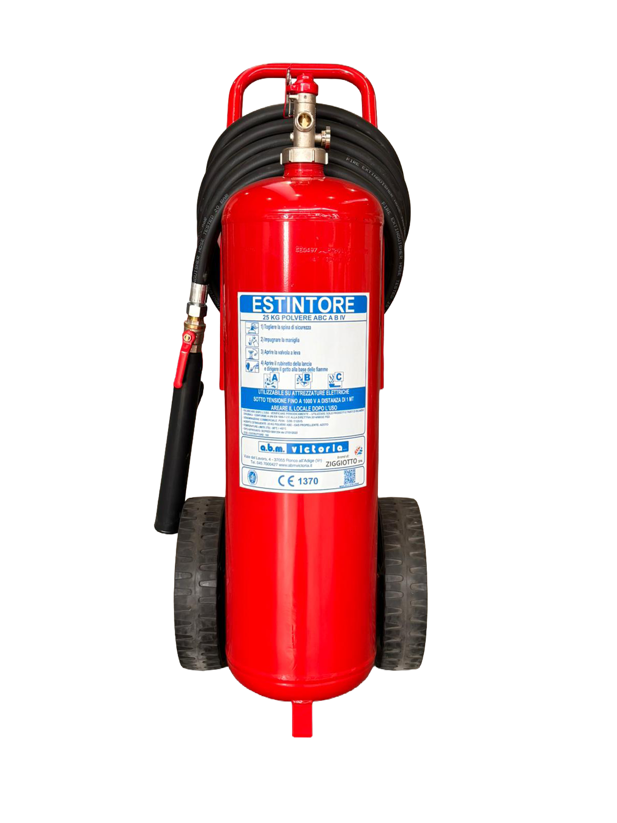 ESTINTORE A POLVERE CON CARRELLO SALDATO 25 KG