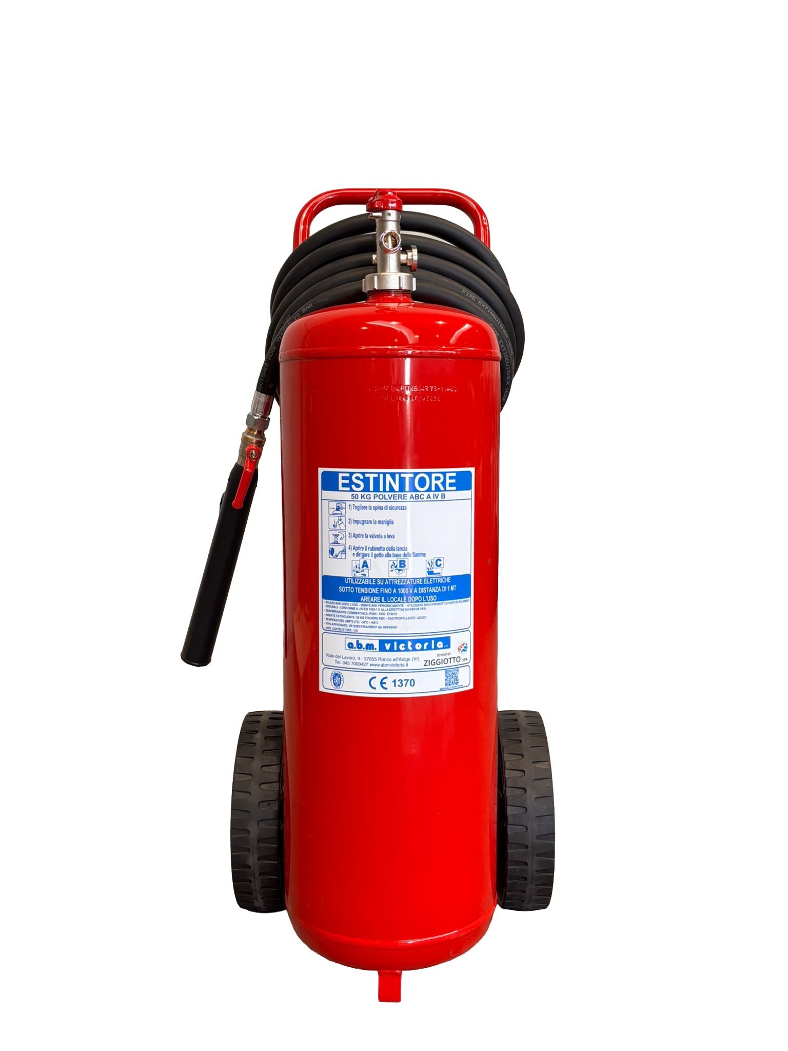 ESTINTORE A POLVERE CON CARRELLO SALDATO 50 KG