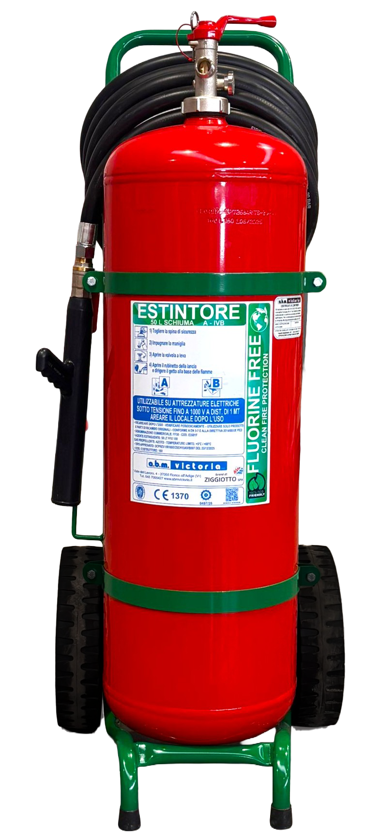 ESTINTORE CARRELLATO A SCHIUMA 50 LT FLUORINE FREE