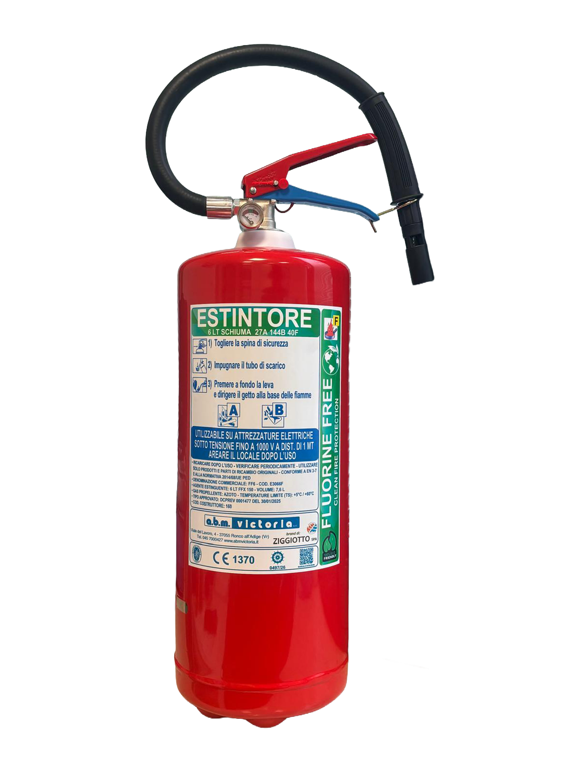 ESTINTORE A SCHIUMA 6 LT INOX CLASSE F FLUORINE FREE